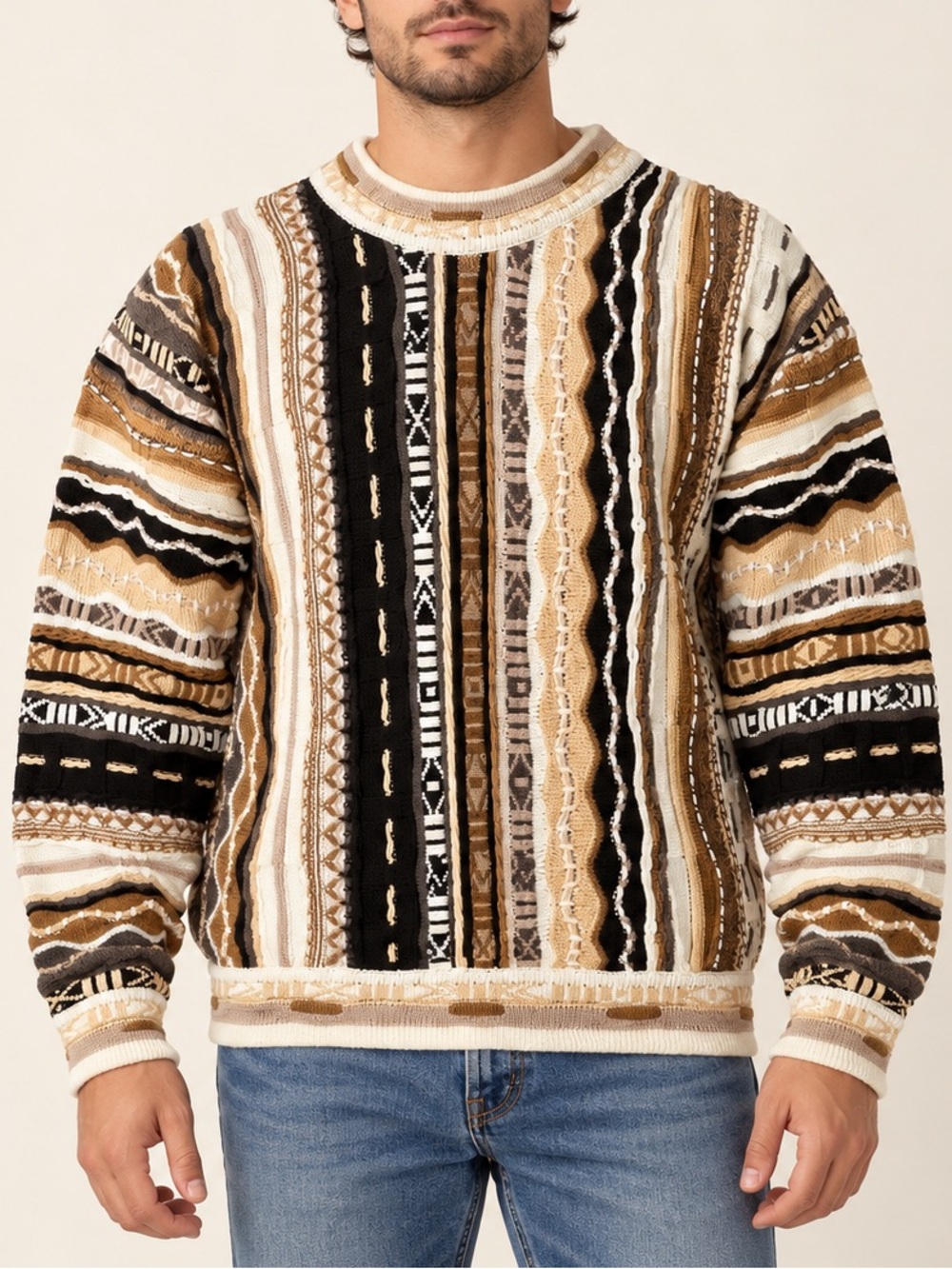 NWOT VINTAGE EXPRESSIONS MEN’S 3D TEXTURED KNIT SWEATER | SIZE LARGE